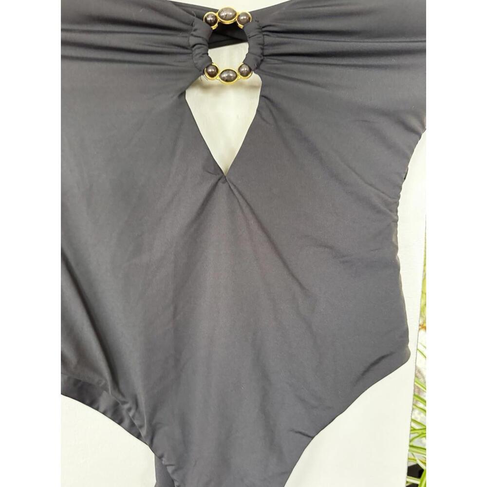 BECCA Black One-Piece Swimsuit with Gold Accents